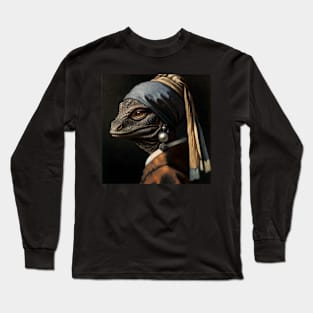 Wildlife Conservation - Pearl Earring Komodo Dragon Meme Long Sleeve T-Shirt